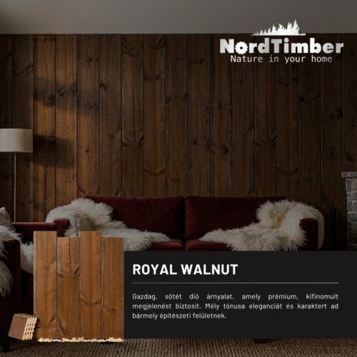 Festett lambéria svéd borovi 14x121 A-B min. Royal Walnut (sötét barna) 